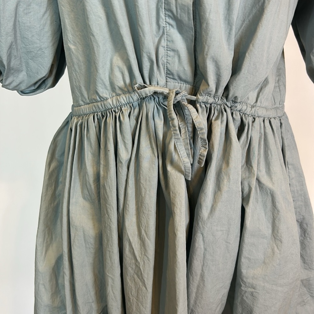 S/W/F | Tranquil Blue Puff Sleeved Drawstring Waist Mini Dress | Small - Picture 7 of 16